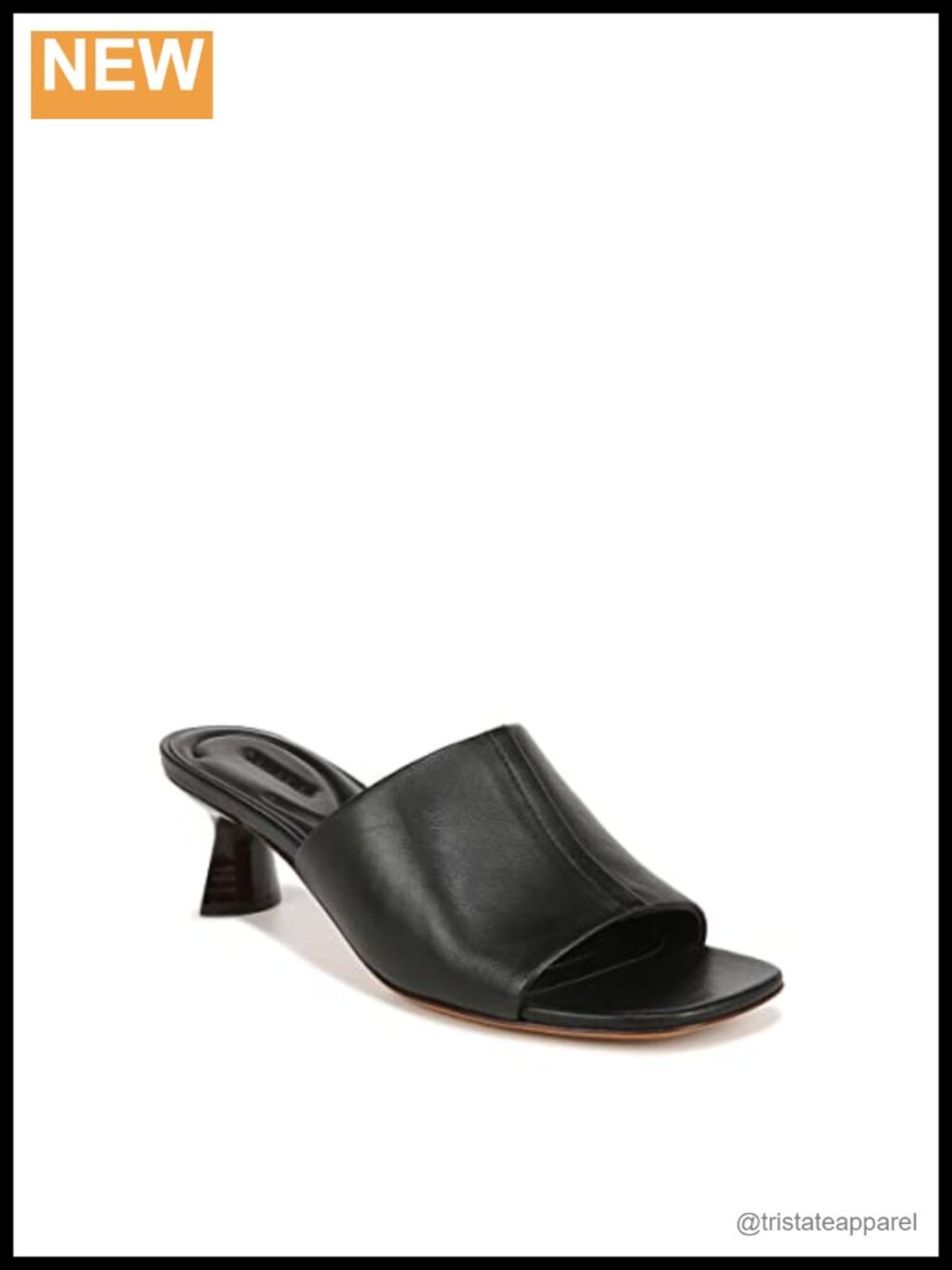 Kitten Heel Slide Sandal Leather Upper Slip On Open Toe Women's